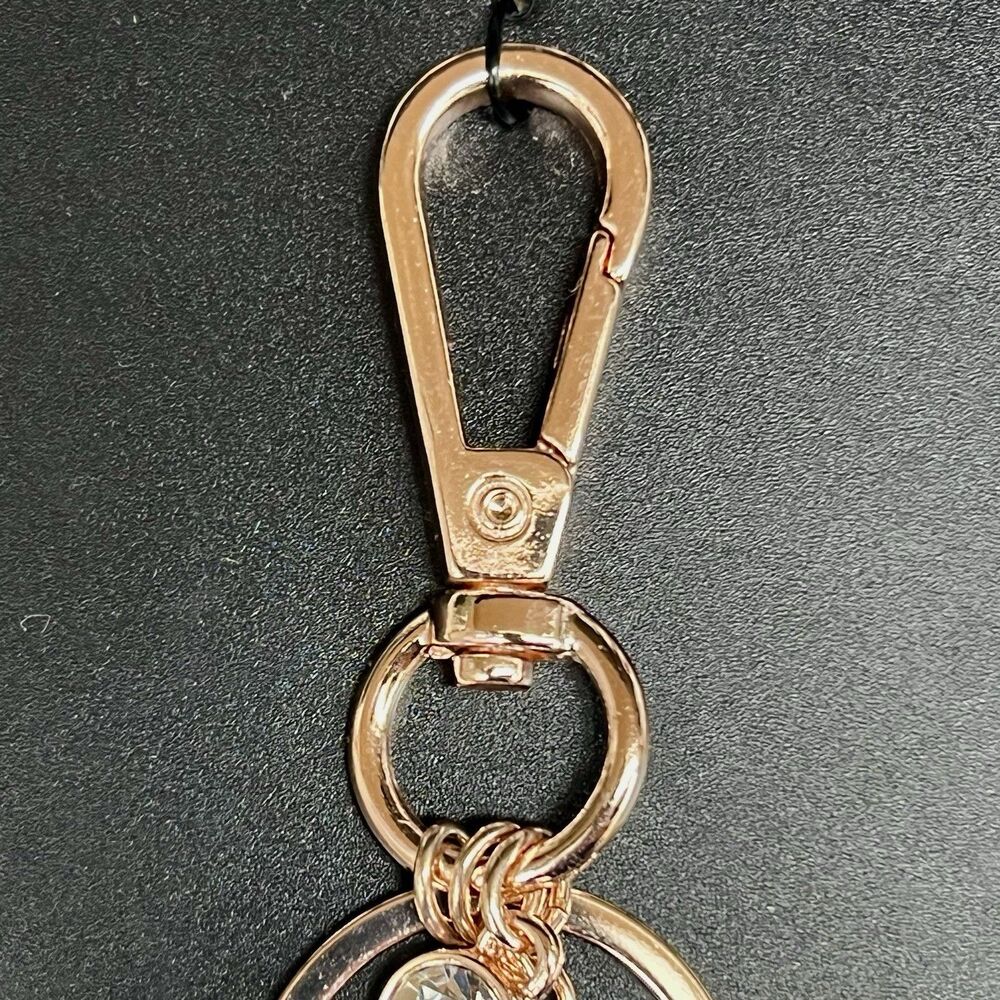 Guess Heart Padlock Crown Bag Charm  Keychain Gold Tone BLING  Fleur De Lis - Picture 9 of 9